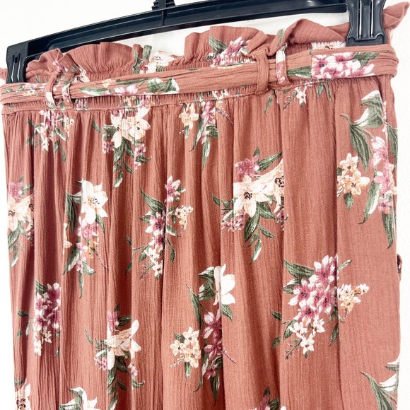 AMERICAN EAGLE Brown Floral Pencil High Rise Casual Paper Bag Waist Pants SMALL - Picture 6 of 10